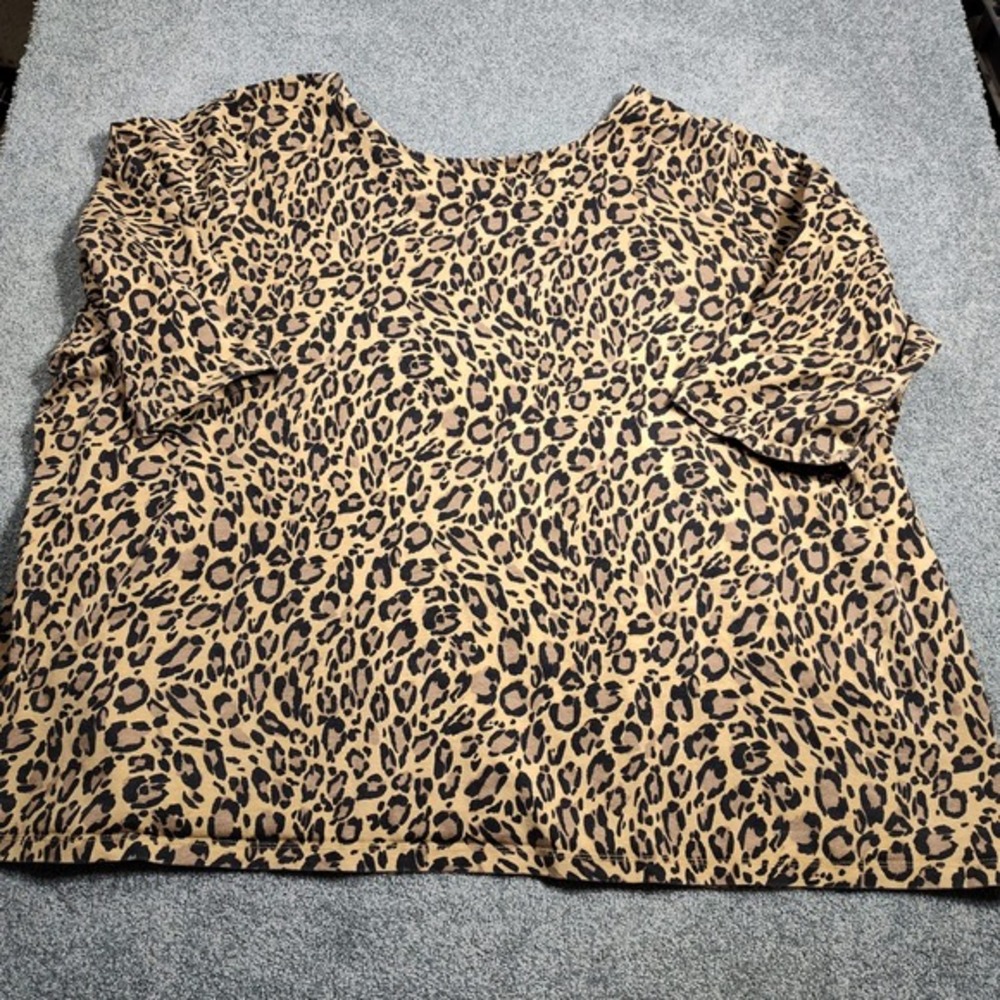 Jessica London‎ Womens 38/40 Top Leopard Print Scoop Neck Short Sleeve Plus Size - Picture 3 of 9